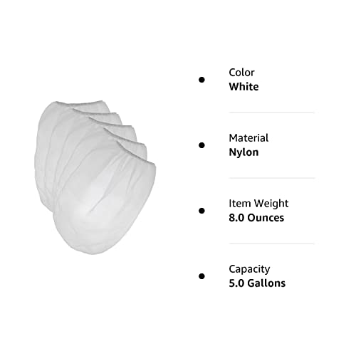 Pack Of 25 Paint Strainer White Fine Mesh Disposable Bag Filters With Elastic Top Opening - 5 Gallon Bucket Size For Use With Paint Guns And Sprayers - By Golden Coast Unlimited #TOP5