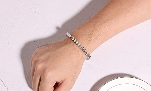 Fpeaob Mens Sturdy Curb Cuban Link Chain Bracelet 316L Stainless Steel Gold Plated/Silver 6/12/14Mm Width 8.5/8.9/9.4 Inch Length With Gift Box (Silver 6Mm) #TOP2