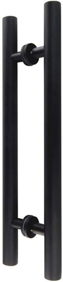 Thick Stainless Steel Round Tube Office Glass Door Push-Pull Handle/Home Sliding Barn Door Handle-Black/Silver,6 Sizes (Color : Black, Size : 60x40cm)