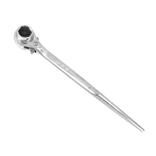 Uxcell 19 X 22Mm Forging Podger Scaffold Ratcheting Socket Polish Chrome Finish Wrench, Cr-V #TOP27