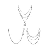 Layered Necklace for Women Lock Necklace with Key Silver Chunky Chian Choker Necklace Jeans Chains P