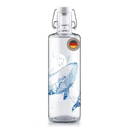 Soulbottles Trinkflasche, Glas Keramik Edelstahl Naturkautschuk, Souldiver, 1 l