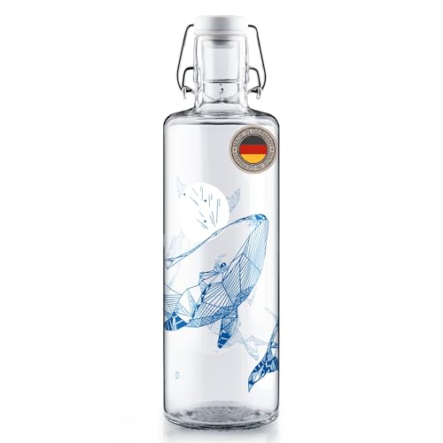 soulbottles Glas Trinkflasche 1L Souldiver • Wasserflasche mit Walmotiv • 100%...
