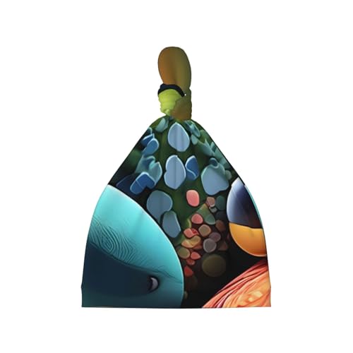 Newborn Baby Hat, Coloured Stones Print Soft Top Knot Beanie Cap, Cute Baby Headwear for 0-6 Months