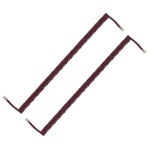 PATIKIL 2 Pack Phone Cord for Landline, 6.6 Feet(Coiled 1.3 Feet) RJ9/RJ10 4P4C Landline Handset Cord Universal Telephone Phone Cable for Telephone Handset Accessory, Maroon