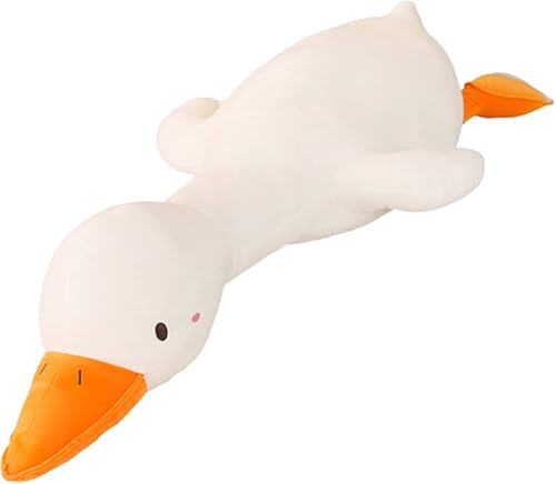 Almohada de felpa de pato, bonito animal de peluche gigante de ganso, almohada súper suave para abrazar para ropa de cama de niños (blanco, 25.5