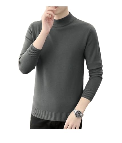 Dcvmvmn Men's Autumn and Winter Sweater Wool Sweater Men's Pullover Half High Collar Soft and Warm Knitted Sweater Gray