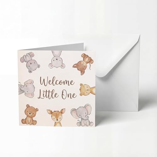 UNMOT Neutral Animal New Baby Card 14.5 x 14.5 cm with Envelope