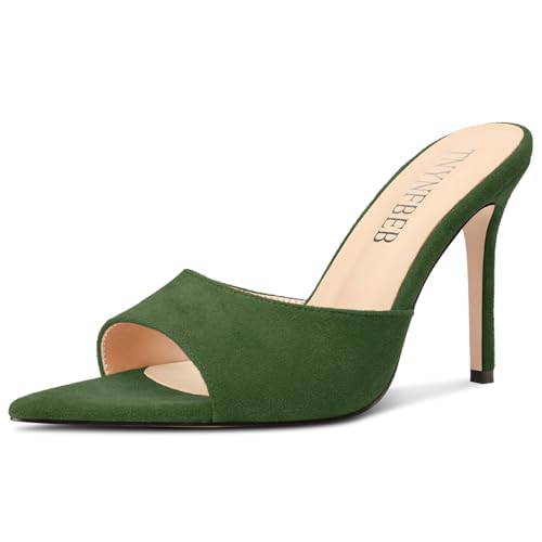 Image of TNYNFBEB Womens Stiletto High Heel Pointed Open Toe Sandals Mules Shoes Slingback Slip-on Prom Party Dress Summer 3.9 Inches Heels
