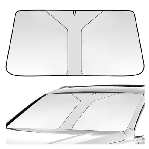 wokdsbl 145 × 80 cm, protección solar para el parabrisas del coche, 99 % bloquea los rayos UV del coche, protección solar para el parabrisas, el parabrisas delantero del coche, interior plegable para