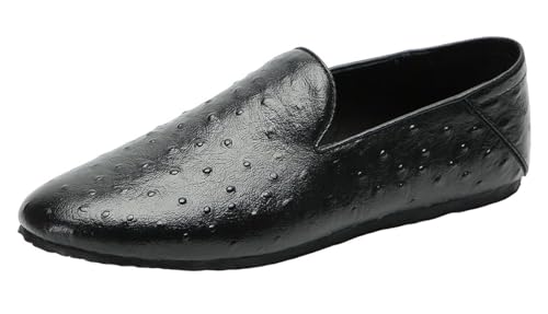 Santimon Mens Foldable Ostrich Leather Slip-On Loafers with Travel Case, Waterproof, Comfortable, Lightweight, Versatile Summer Casual Shoes