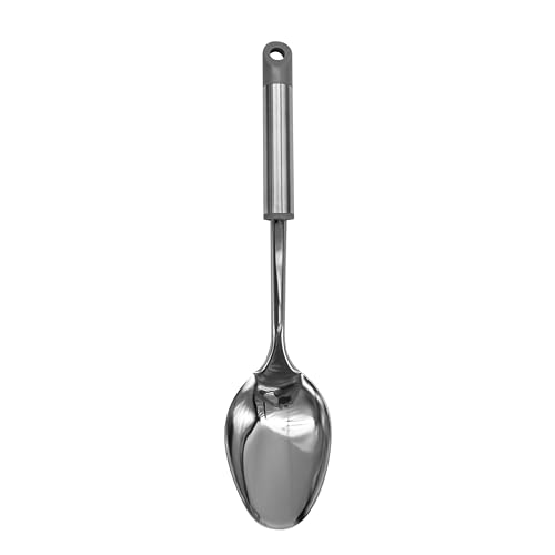 Fackelmann MODE Solid Spoon, Stainless Steel Kitchen Utensil, Heat-Resistant Metal Handle for Serving, Mixing, Stirring & Serving, Home & Professional, Large Scooping Cooking Spoon, 32.5cm