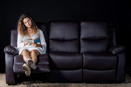 ECODE Sofa Tres Plazas con Masaje Vibrante Programable, Calor Lumbar, Polipiel , Reclinable...