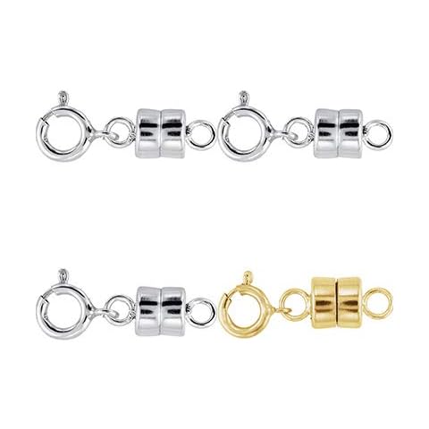 3 - Each New Solid .925 Sterling Silver and 1-14K Yellow Gold Filled Round Magnetic Clasps with Spring Rings for Necklaces, Bracelets, and Anklets - Jewelry by Sweetpea Cover
