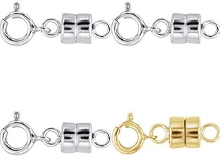 3 - Each New Solid .925 Sterling Silver and 1 - 14K Yellow Gold Filled Round Magnetic Clasps with Spring Rings for Necklaces, Bracelets, and Anklets - Jewelry by Sweetpea
