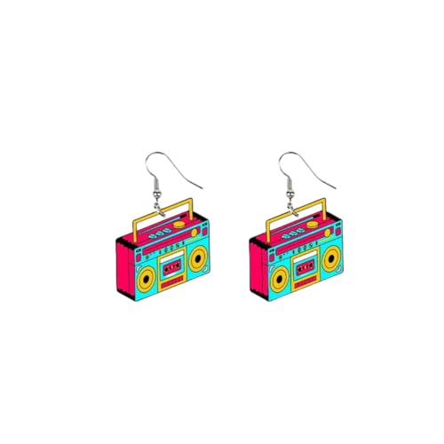 80s 90s Neon Earrings Acrylic Candy Radio High Heel Creative Cute Retro Earrings Womens Jewelry-3