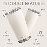 SANDJEST Beige Tumbler 20oz Stainless Steel Double Wall Vacuum Insulated, Travel Coffee Cup, Gifts for Men Women Birthday Christmas