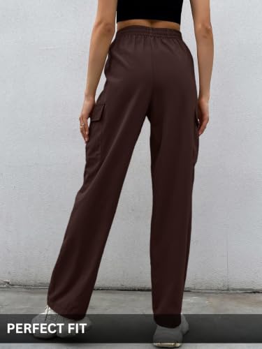 Image of Leriya Fashion Women's Elastic Waist Cargo Pants| Casual Loose Fit Jogger Trousers with Pockets| Lightweight Streetwear Pants for Women