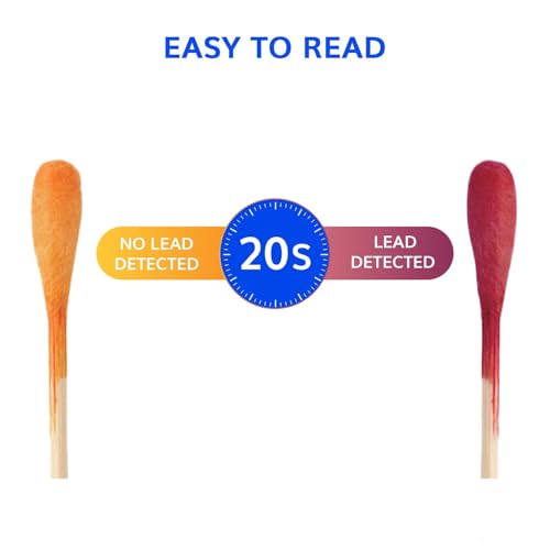 Instant Lead Test Kit 50 pcs-Rapid Lead Surface Test Swabs -Home Use for All Surfaces Paint Dishes Toys Jewelry Metal Ceramics Wood-Results in 20 Seconds-Just dip in Water to Activate