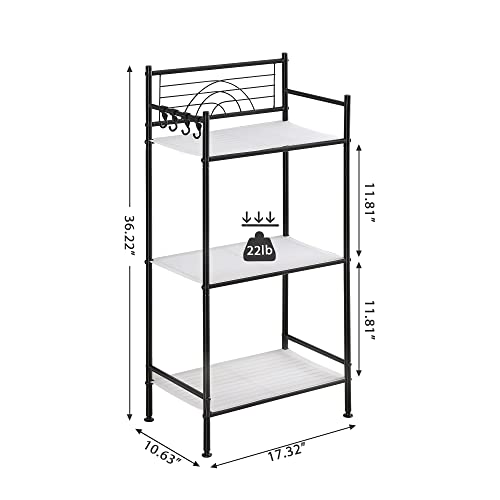Mallboo 3-Tier Metal Freestanding Storage Shelf,Standing Bathroom Shelves With 3 X Pp Shelf Liners And 4 X Hooks For Laundry Kitchen Office (Black) #TOP1