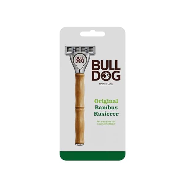 BULLDOG - Nassrasur für Männer | Original Rasierer mit Bambusgriff | 5-fach Klinge | Extra Ersatzklinge