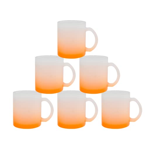 Mr.r 11Oz Set Of 6 Sublimation Blanks Frosted Orange Glass Mug,Coffee Mugs With Handle For Heat Thermal Coating Transfer #TOP16