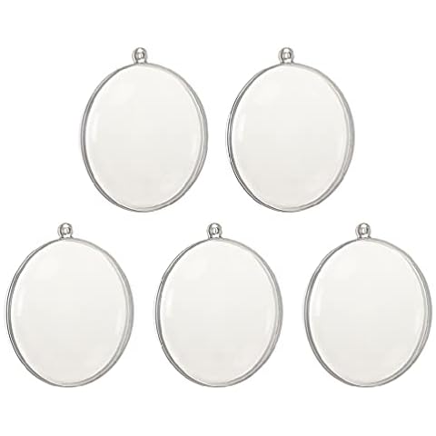 5Pcs Oblate Shape Clear Plastic Ornament, Christmas Fillable Hanging Flat Balls, Bauble DIY Craft Xmas Tree Decor, Christmas Baubles for Crafts Cover