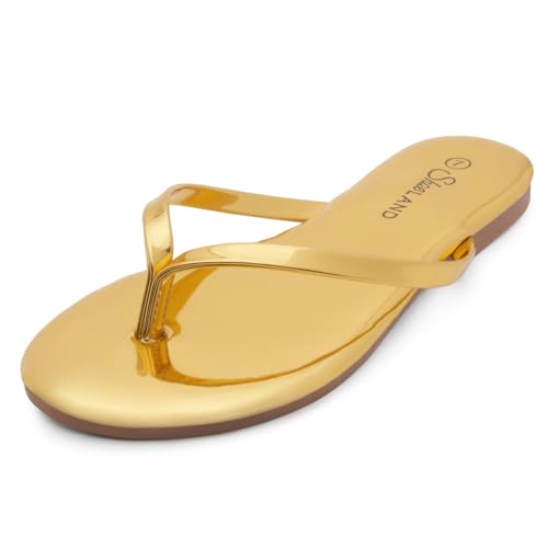 Image of Shoe Land Thong Flip Flops for Women, Memory Foam Flat Sandals, Lightweight Summer Slides, Non Slip Comfort Sandals for Beach, Travel and Everyday Wear