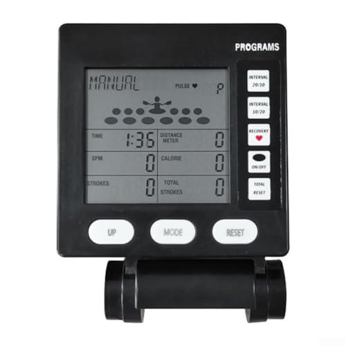 Monitor de velocímetro LCD para resistencia al viento, pistas de remo múltiples métricas de fitness