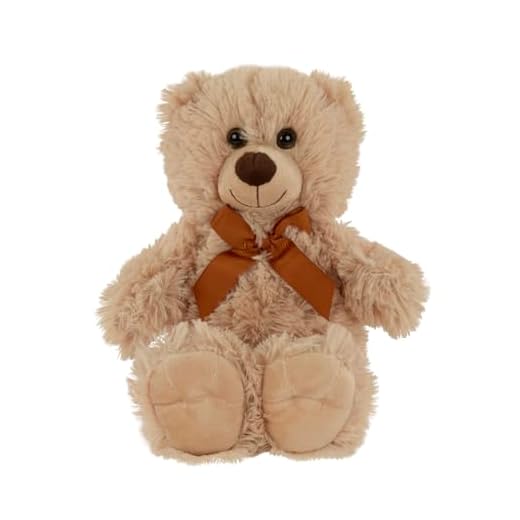 Idena 40256 - Ours en Peluche avec Fourrure Douillette en Beige et nœud Brun, Animal en Peluche pour bébés & Enfants, env. 20 cm
