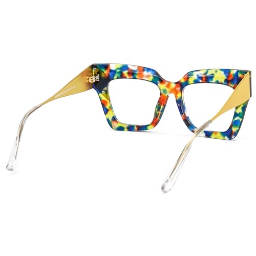 Image of Zeelool Retro Oversized Square for Women Eyeglasses Frame with Non-prescription Clear Lens ZJGA652634-02 Flower