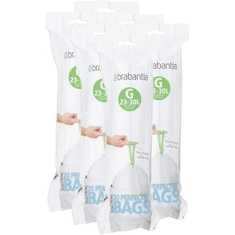 Brabantia PerfectFit G 30 Liter Bin Liners, 20 Count Bags, 120 Total Count Cover