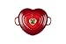 Le Creuset Enameled Cast Iron Traditional Shallow Heart Cocotte, 1.25 Qt., Cerise Light Gold Heart Knob