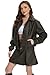 Fahsyee Women's Faux Leather Jacket Oversized Moto Biker Coat Vintage with Corduroy Collar XL