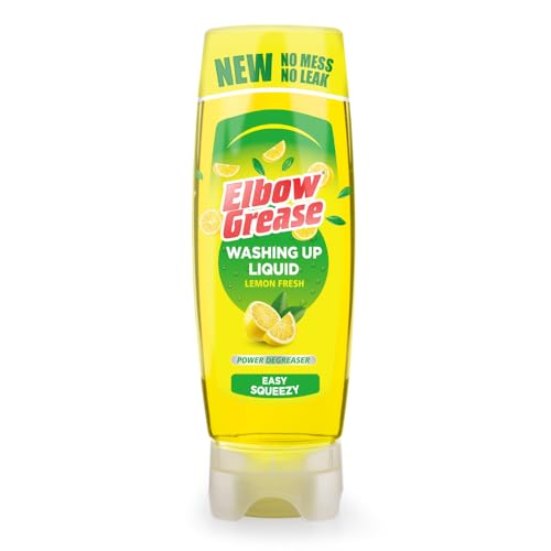 Elbow Grease Stand Up Washing Up Liquid | Power Degreaser - Easy Squeezy | No Mess, No Leaks (Lemon, 450ml)