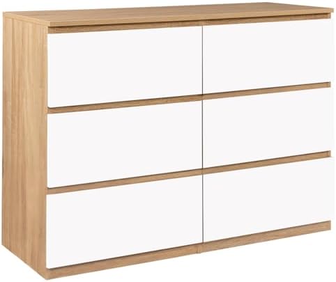 IDMarket TOMI - Cómoda de 6 cajones 110 cm, madera de haya, blanc...