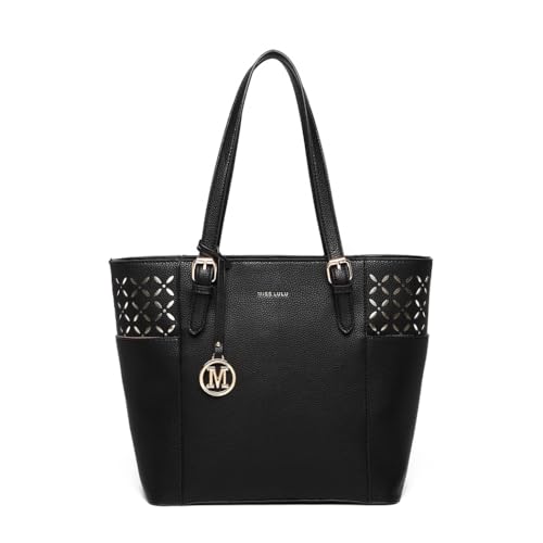 Miss Lulu Tasche Damen Shopper handtasche Elegantes Schultertaschen Laser-Gravur Große Henkeltasche mit verstellbarem Schulterriemen