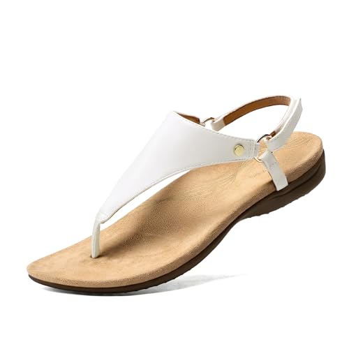 Image of DREAM PAIRS Women's Flat Sandals Arch Support Orthopedic Comfortable Soft Cushion Summer T-Strap Walking Thong Sandals