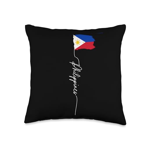 Filipino Flag Gifts for Filipino expats & tourists Philippines Signature Elegant Patriotic Filipino Flag Throw Pillow, 16x16, Multicolor