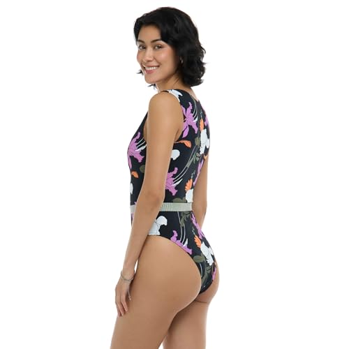 Body Glove Women's Standard Ezry V-Neck One Piece Swimsuit with Belted Detail3