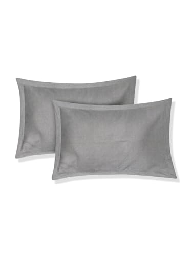Image of Monte Carlo Aromatica Polyester Double Size Flat Bedsheet | 110 GSM | Leaf 1 Bedsheet with 2 Pillow Cover | Bedsheet 91 x 98 Inches, Pillow 18 x 27 Inches (Cool Grey)