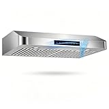 TAZPI Under Cabinet Range Hood 30 Inch, 1200 CFM, 4-Speed Kitchen Hood, 30 Stainless Steel Kitchen Stove Vent Hoods 30 Inch with 2 LED Lights Standard