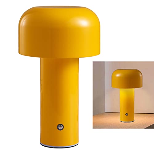 Lampada da Tavolo a Fungo, Lampada da Tavolo a Fungo Tre Colori Ricaricabile per Camera da Letto (Giallo)