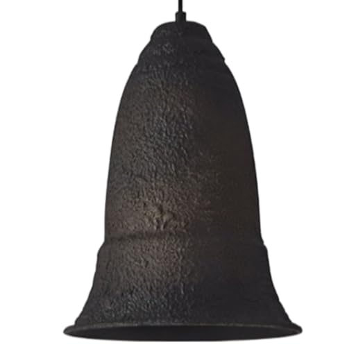 Suspension noire vintage en métal effet vieilli, lustre cloche haut de gamme