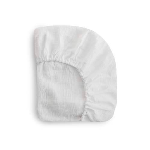 Image of mushie Extra Soft Muslin Fitted MINI Crib Sheet | 24 inchx 38 inch (White)