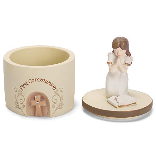 Dicksons First Communion Praying Girl Resin Stone 5 Inch Keepsake Box #TOP3