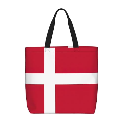 Danish flag Print Women's Portable Tote Bag - Large Shopper for Beach,Travel,Gym | Summer Handbag