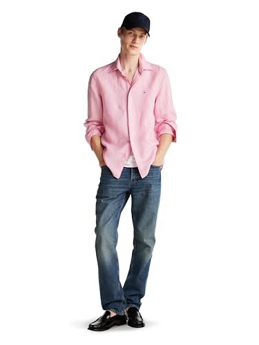 Image of Tommy Hilfiger Men's Long Sleeve Casual Linen Button Down Shirts in Regular Fit