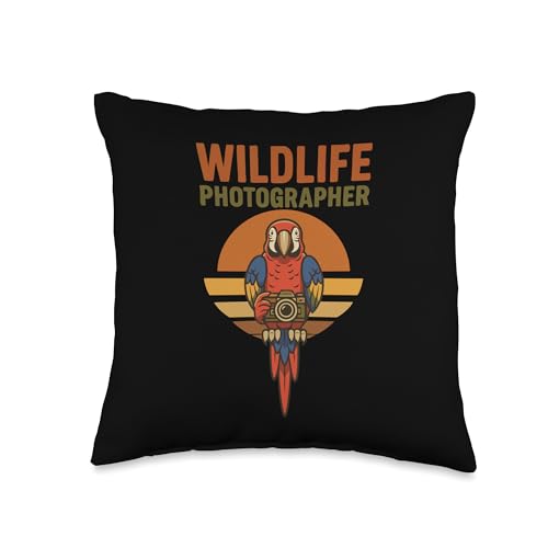 Wildlife Photographer Parrot Holding Camera Love Photography Throw Pillow