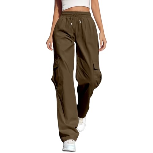 Pantalon de loisirs femme jambe droite avec taille élastique et poches confortables